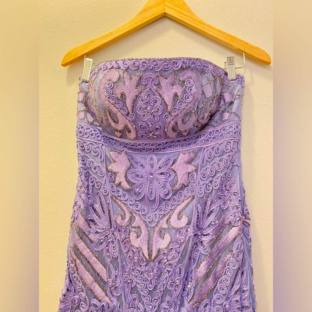 Sue Wong Strapless Cocktail Dress Periwinkle